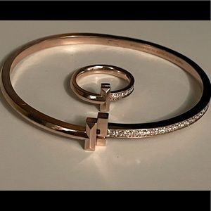 Tiffany T hinged diamond bangle Rose Gold